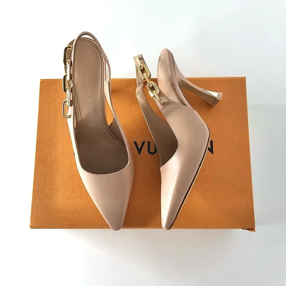 NIB Louis Vuitton Sparkle Slingback Pointed Toe Pumps 37 - Picture 2 of 11